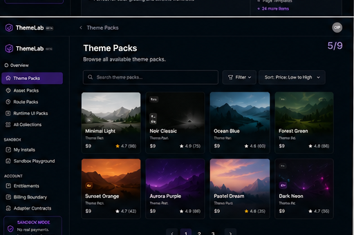 Theme Pack Catalog Board panel 5